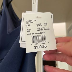 David’s Bridal Marine Chiffon One Shoulder Cutout bridesmaid dress